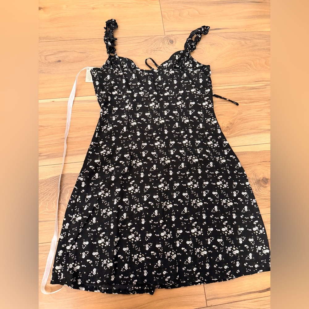 Floral Black and White Dress